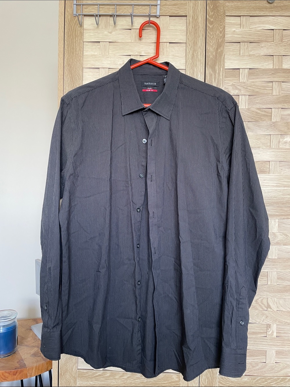 Van Heusen Black Pinstripe Long-Sleeve Dress Shirt